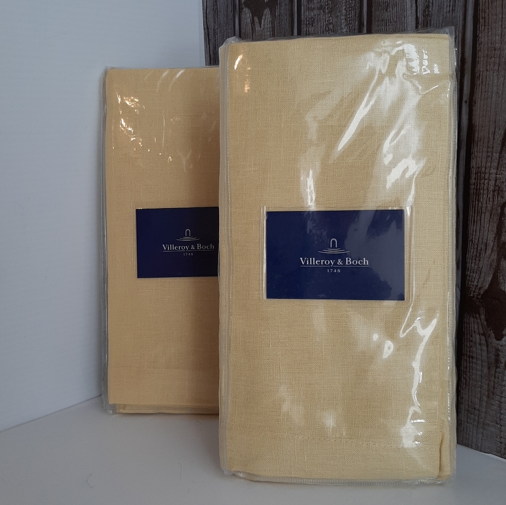 *VILLEROY & BOCH 100% Linen 8 Napkins Lemon Yellow